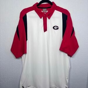 VTG Nike Georgia Bulldogs Team Polo Shirt Mens XL White Red Nike FIT Gameday